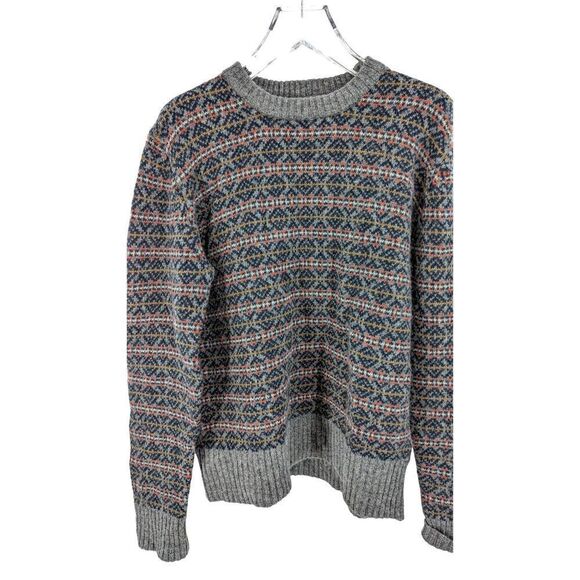 Mauritz Archive H&M Men Elbow Patch Knitted Fair Isle Sweater Multicolor Size La - Picture 2 of 13